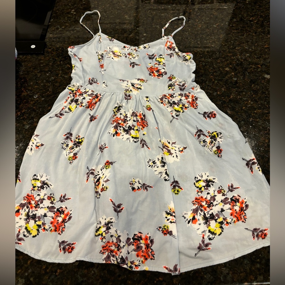 blue floral dress WITH POCKETS